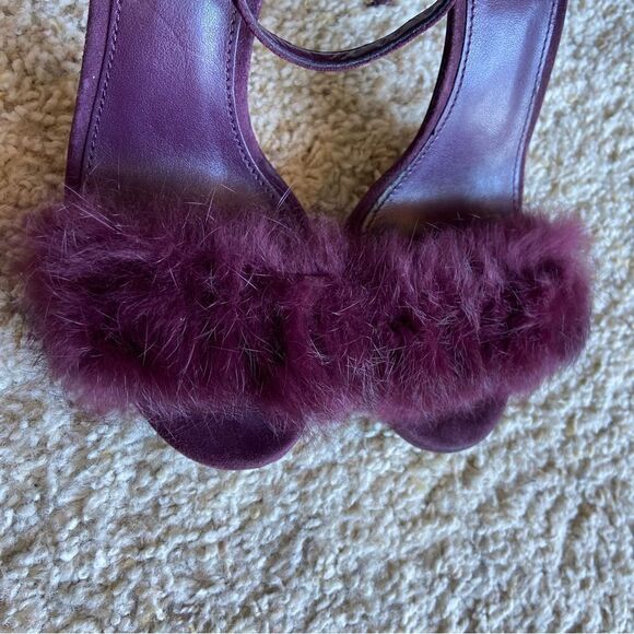 Michael Kors Mink Furry Purple Sandals Heel Size 7.5 - Picture 5 of 11
